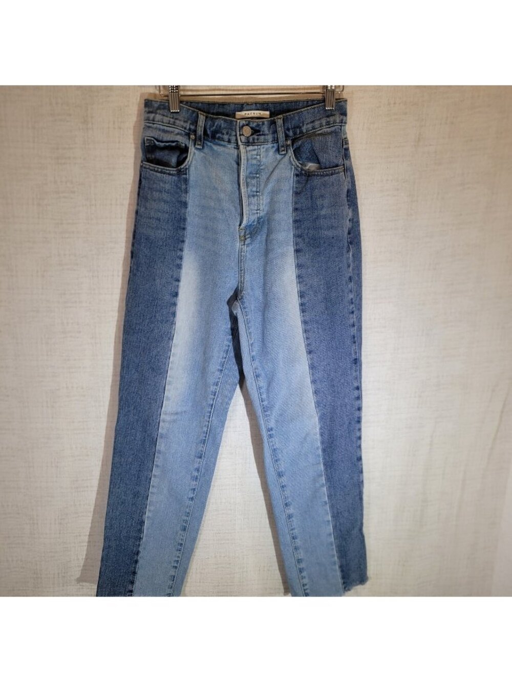 Pacsun Hi Rise Straight Jeans Womens 26 26x27 Two Tone Blue Denim Button Fly